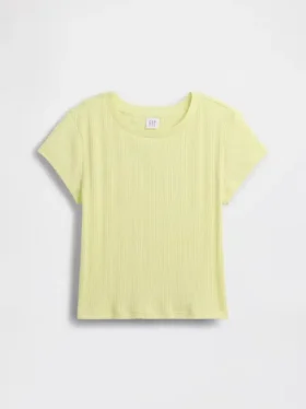 Barn-T-shirt i ribbad, färgskiftande, figursydd modell