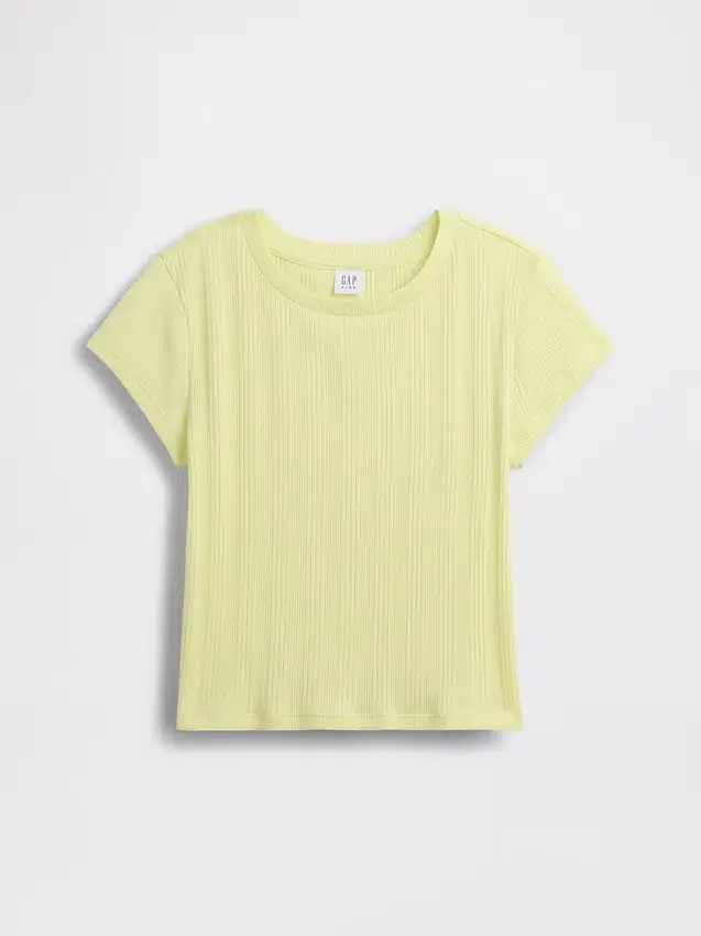 Barn-T-shirt i ribbad, färgskiftande, figursydd modell