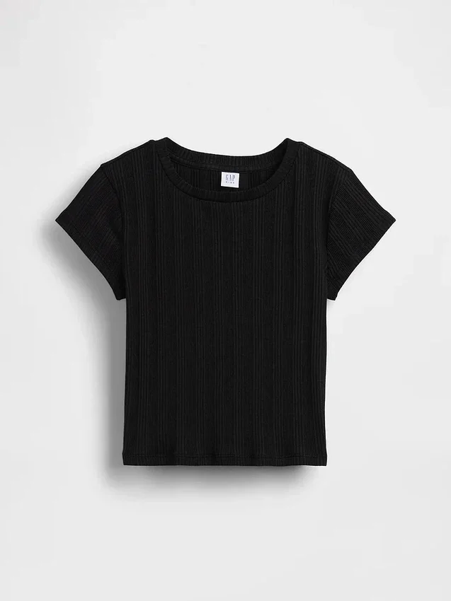 Barn-T-shirt i ribbad, färgskiftande, figursydd modell