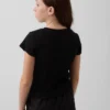 Barn-T-shirt i ribbad, färgskiftande, figursydd modell