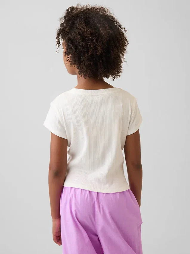 Barn-T-shirt i ribbad, färgskiftande, figursydd modell