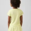 Barn-T-shirt i ribbad, färgskiftande, figursydd modell