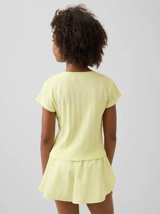 Barn-T-shirt i ribbad, färgskiftande, figursydd modell