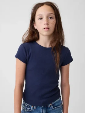 Barn-T-shirt i ribbstickat