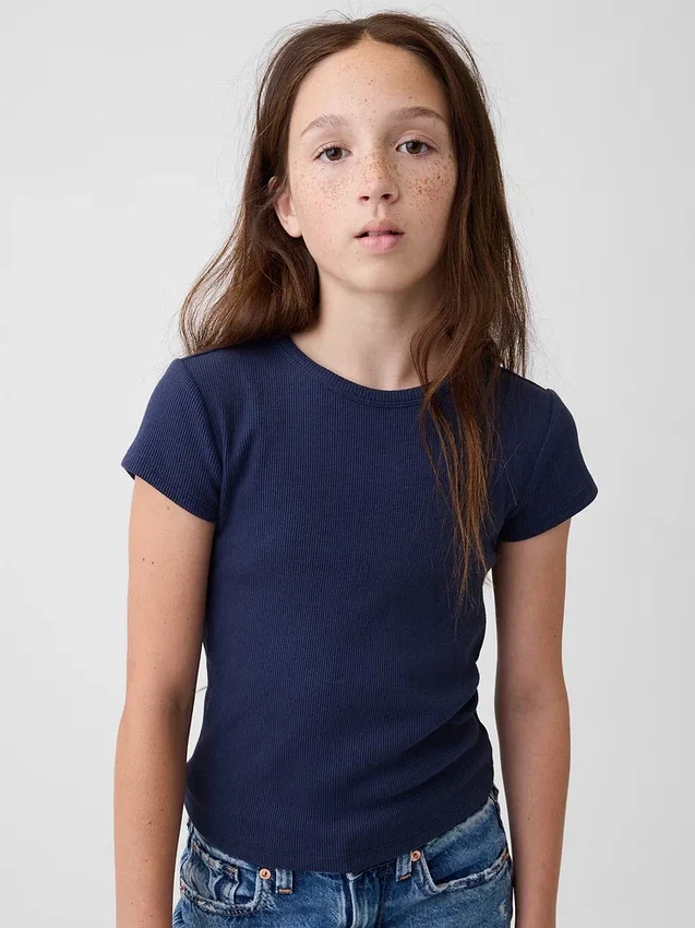 Barn-T-shirt i ribbstickat