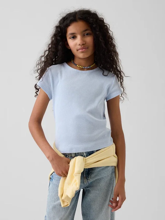 Barn-T-shirt i ribbstickat