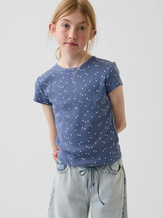 Barn-T-shirt i ribbstickat