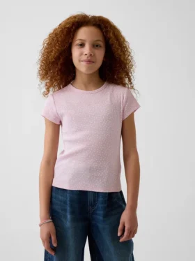 Barn-T-shirt i ribbstickat