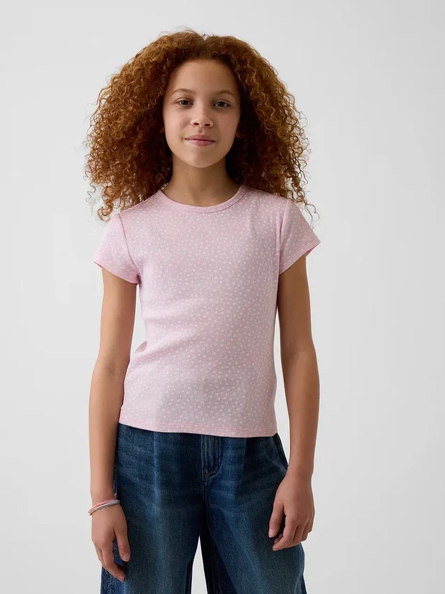 Barn-T-shirt i ribbstickat