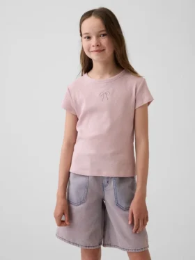 Barn-T-shirt i ribbstickat