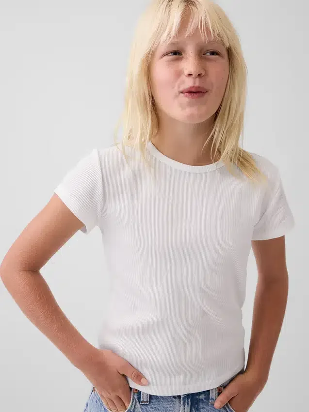 Barn-T-shirt i ribbstickat