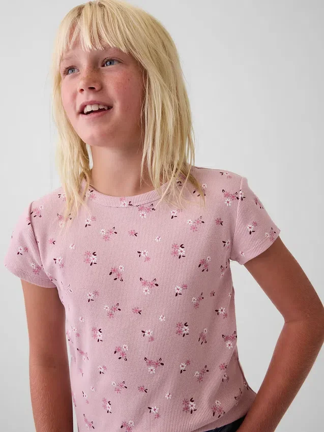 Barn-T-shirt i ribbstickat