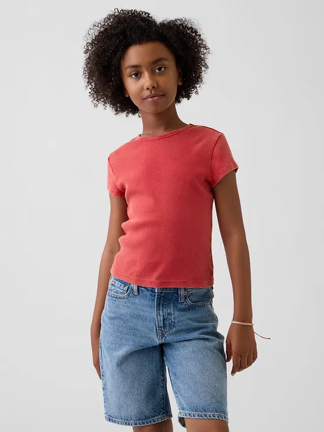 Barn-T-shirt i ribbstickat