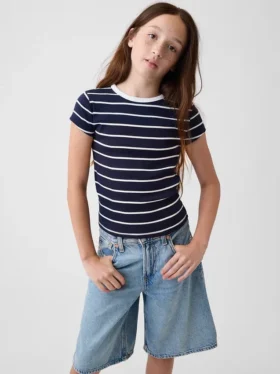 Barn-T-shirt i ribbstickat