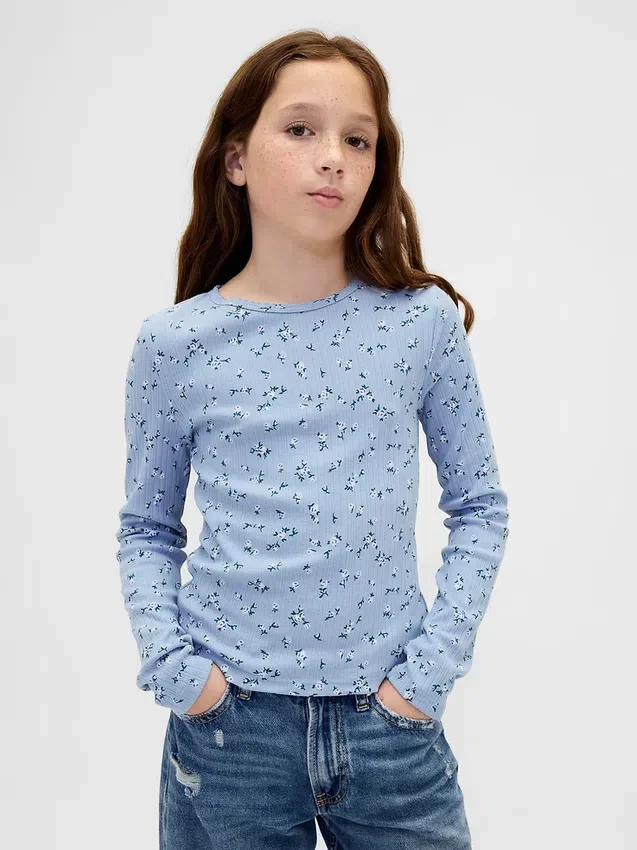 Barn-T-shirt i ribbstickat