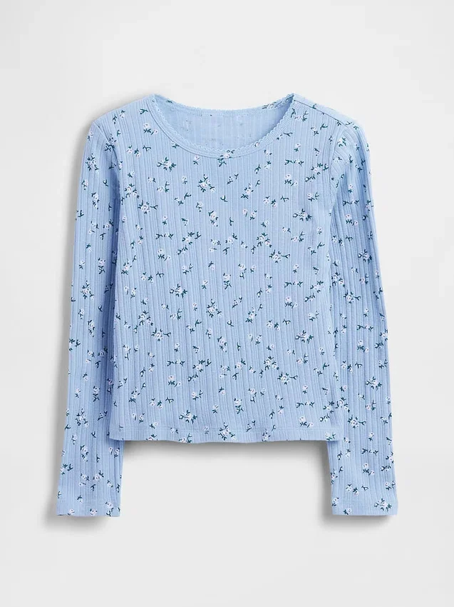 Barn-T-shirt i ribbstickat