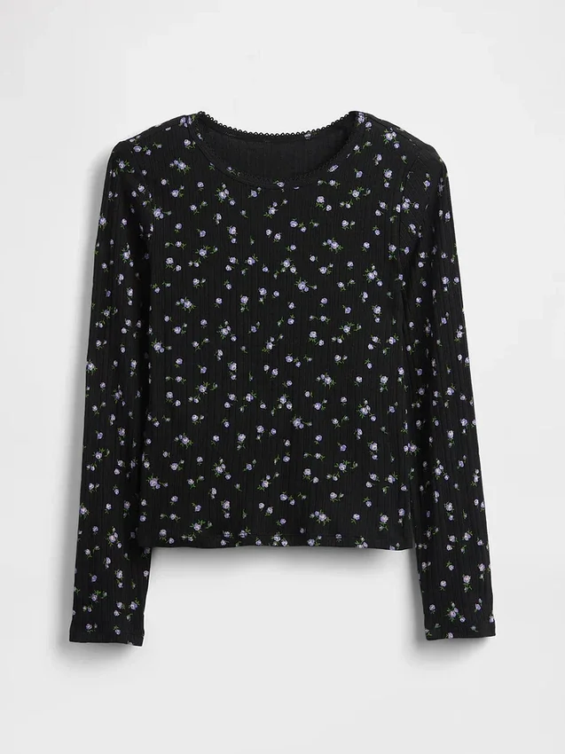 Barn-T-shirt i ribbstickat