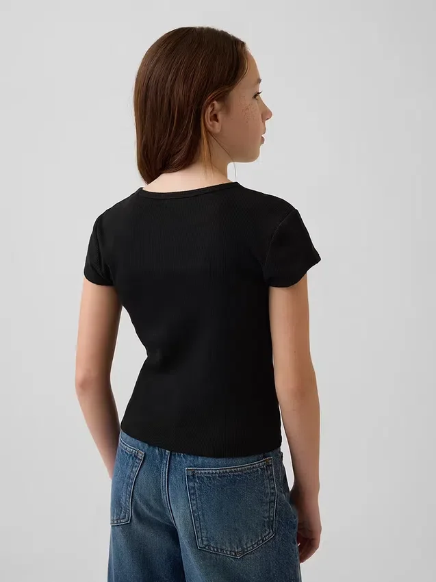 Barn-T-shirt i ribbstickat