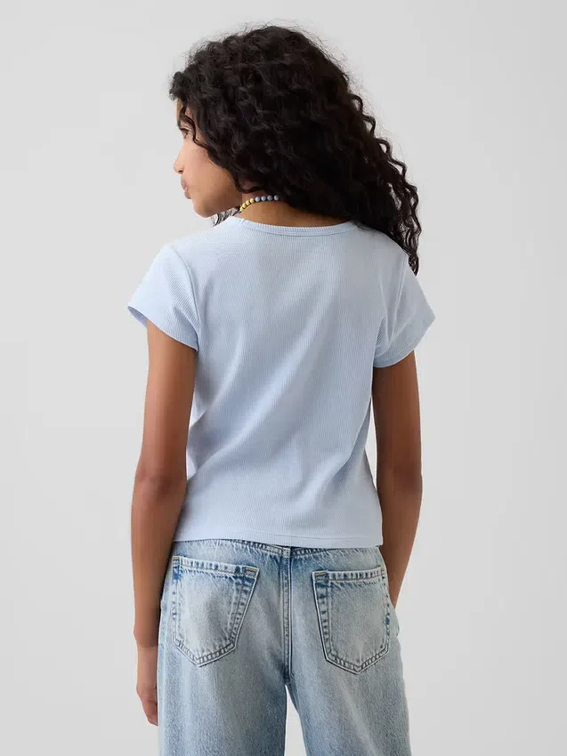 Barn-T-shirt i ribbstickat