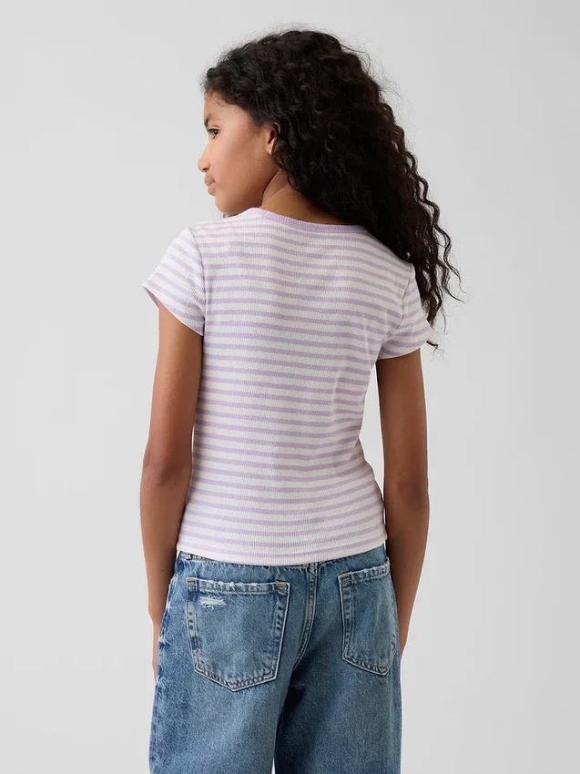 Barn-T-shirt i ribbstickat