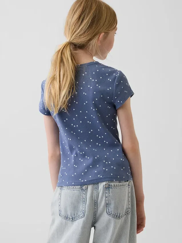 Barn-T-shirt i ribbstickat