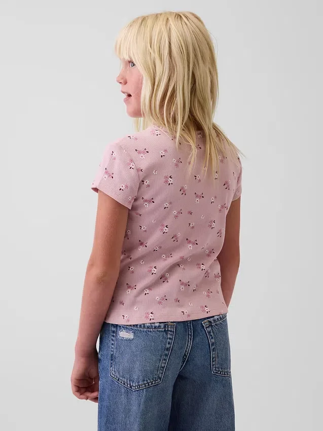Barn-T-shirt i ribbstickat