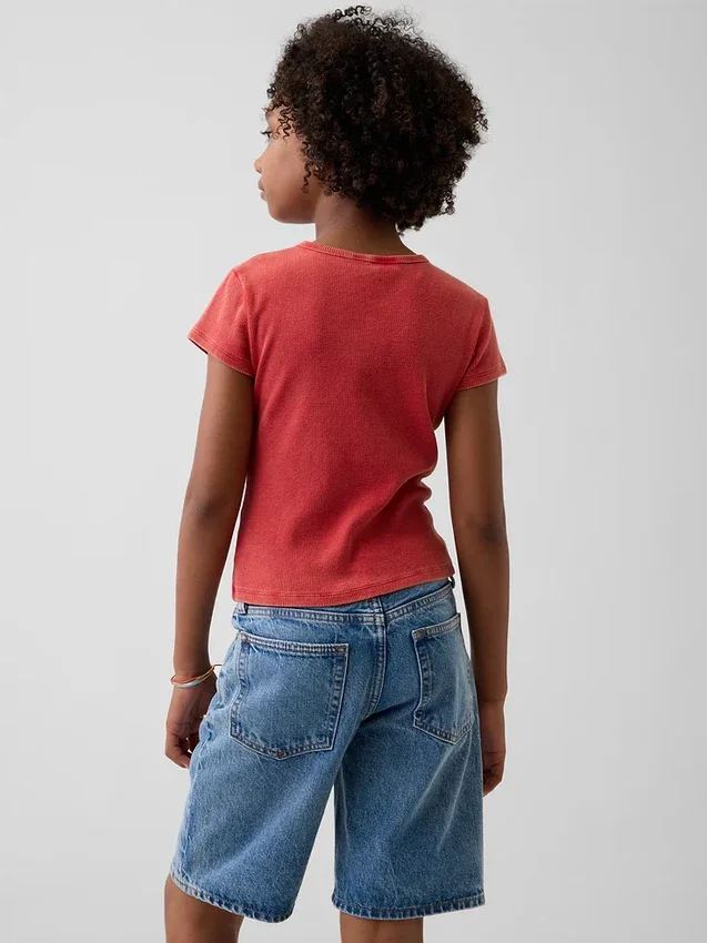 Barn-T-shirt i ribbstickat