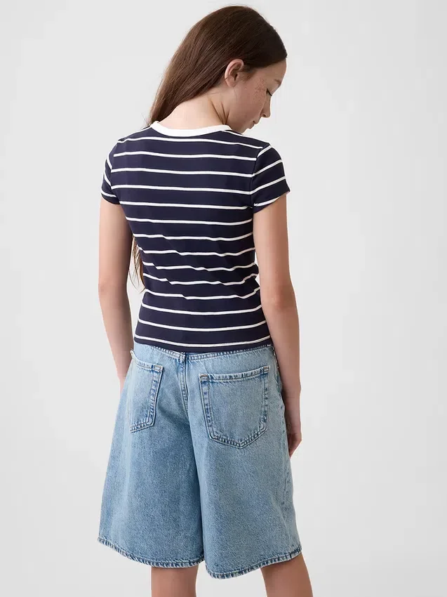 Barn-T-shirt i ribbstickat