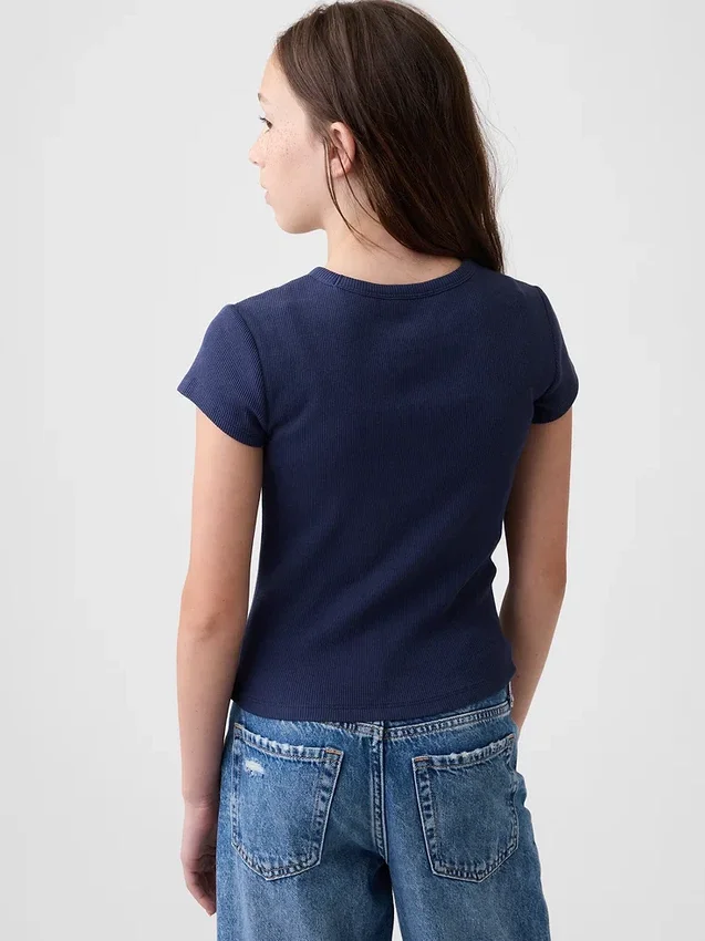 Barn-T-shirt i ribbstickat