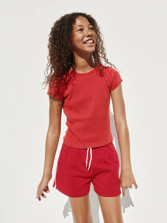 Barn-T-shirt i ribbstickat