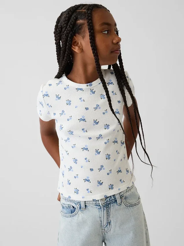 Barn-T-shirt i ribbstickat