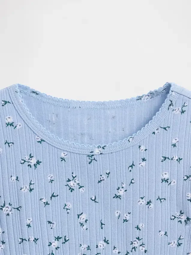 Barn-T-shirt i ribbstickat