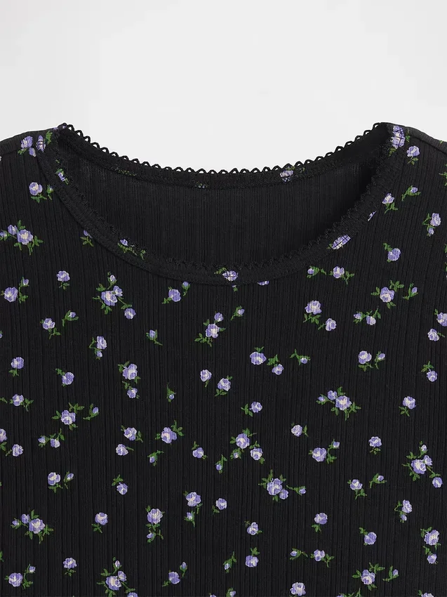 Barn-T-shirt i ribbstickat