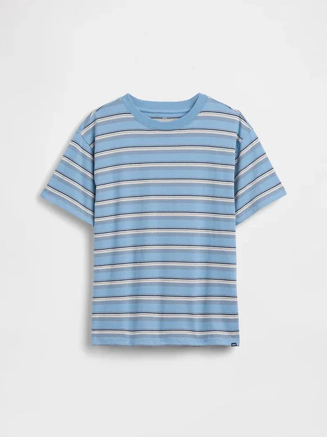 Barn-T-shirt med avslappnad passform och ränder