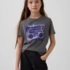 Barn-T-shirt med avslappnad passform och tryck