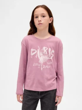 Barn-T-shirt med avslappnad passform och tryck