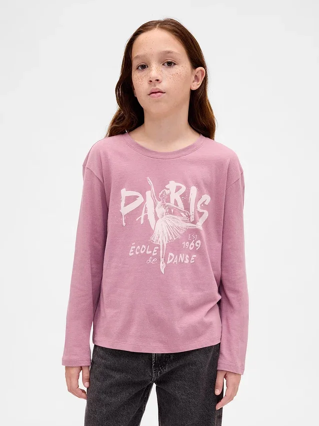 Barn-T-shirt med avslappnad passform och tryck