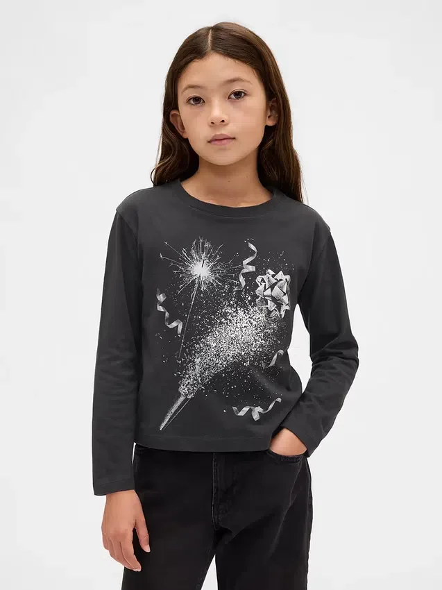 Barn-T-shirt med avslappnad passform och tryck