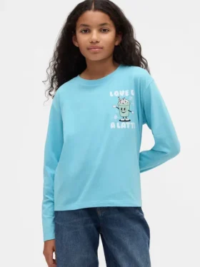 Barn-T-shirt med avslappnad passform och tryck