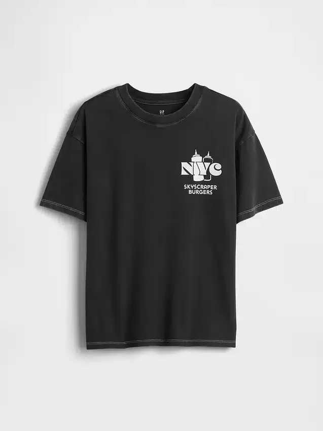 Barn-T-shirt med avslappnad passform och tryck