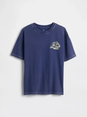Barn-T-shirt med avslappnad passform och tryck