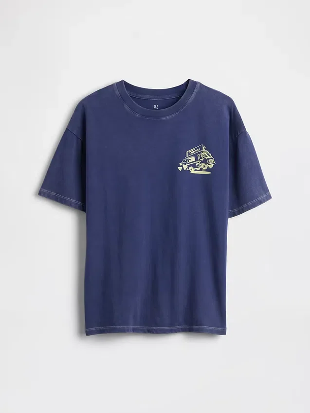 Barn-T-shirt med avslappnad passform och tryck