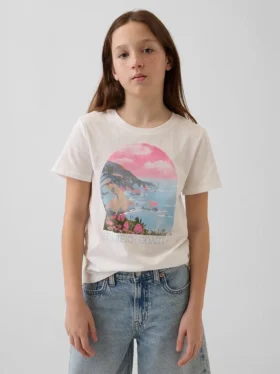Barn-T-shirt med avslappnad passform och tryck