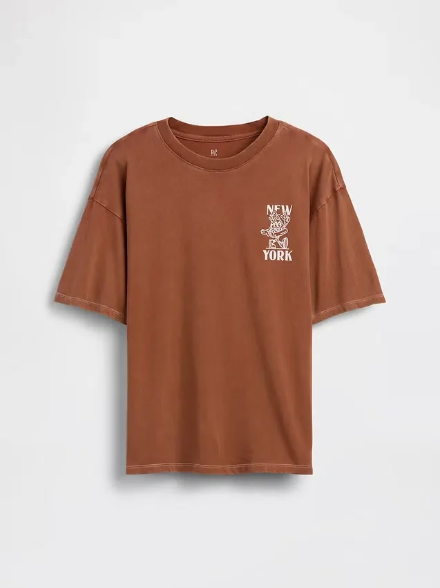 Barn-T-shirt med avslappnad passform och tryck