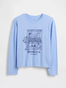 Barn-T-shirt med avslappnad passform och tryck