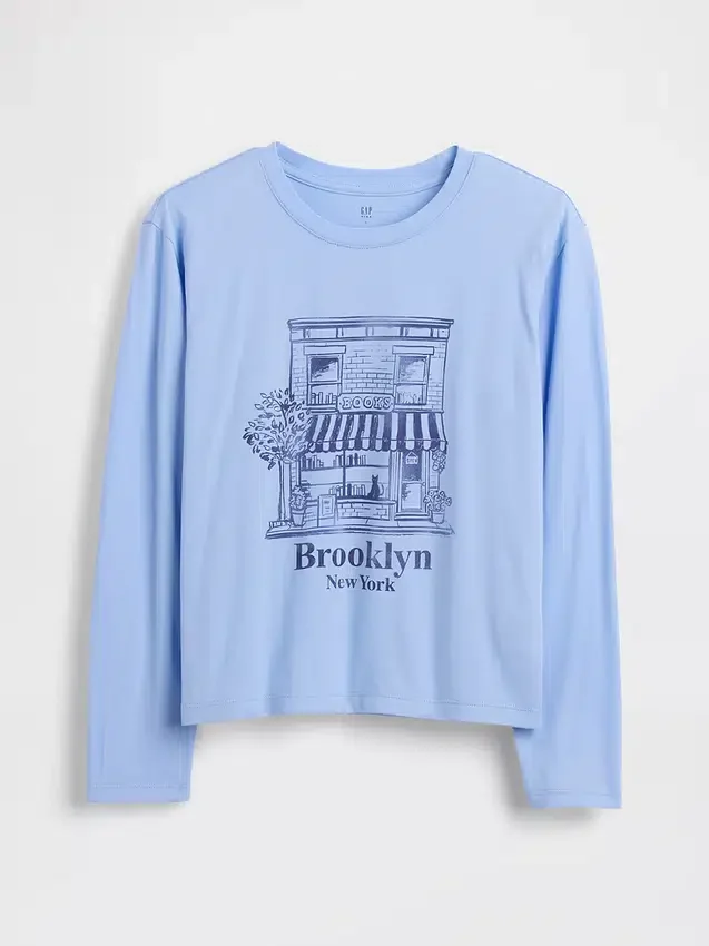 Barn-T-shirt med avslappnad passform och tryck