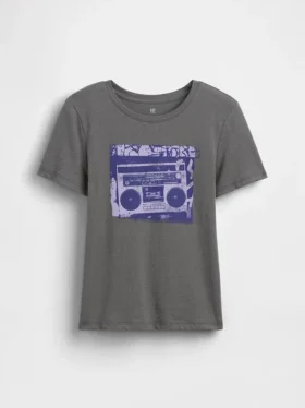 Barn-T-shirt med avslappnad passform och tryck