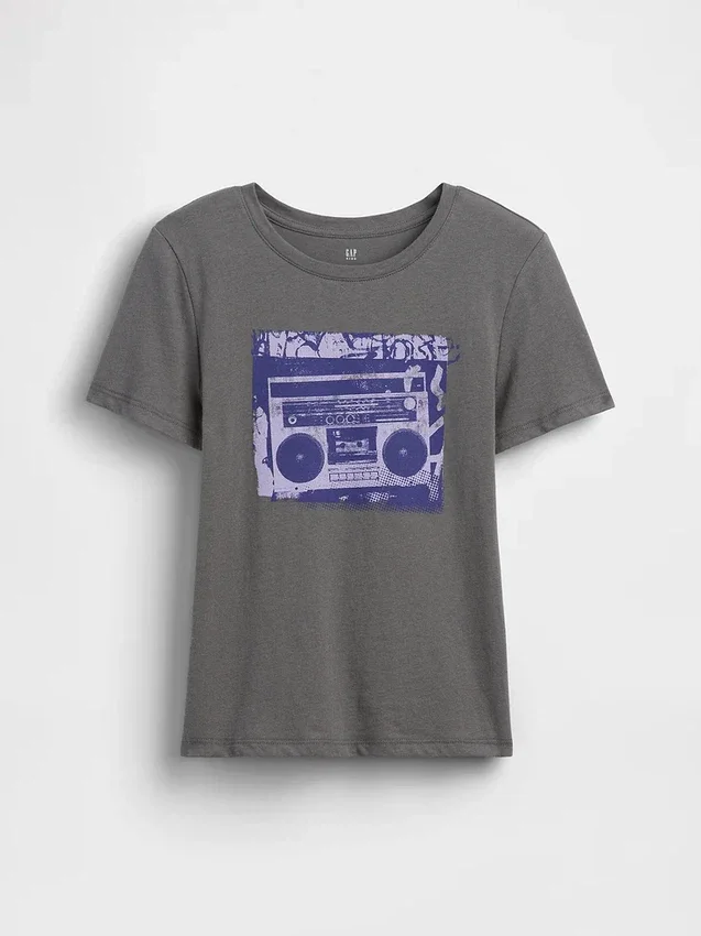 Barn-T-shirt med avslappnad passform och tryck