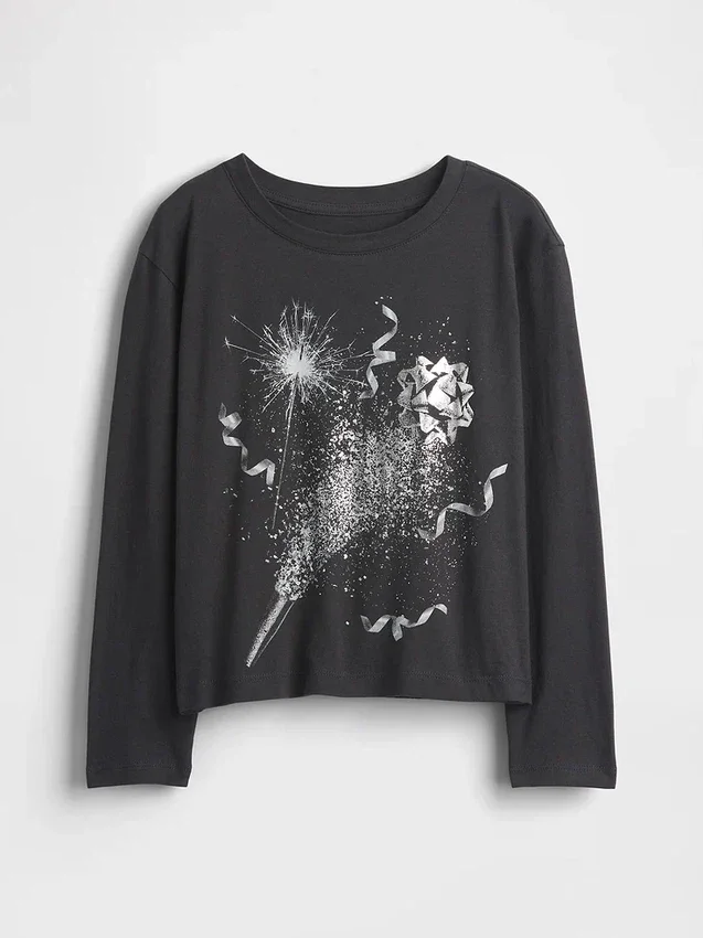 Barn-T-shirt med avslappnad passform och tryck