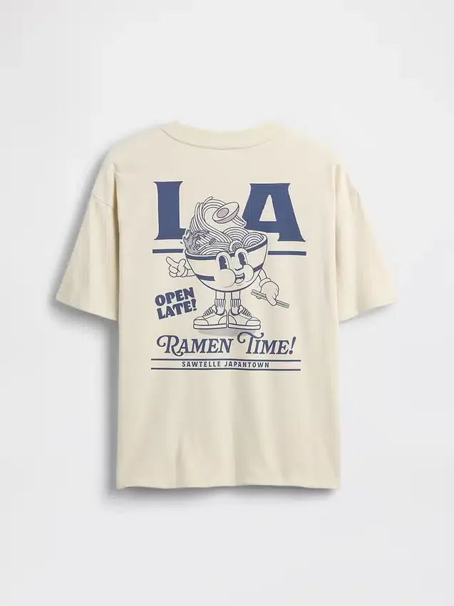 Barn-T-shirt med avslappnad passform och tryck